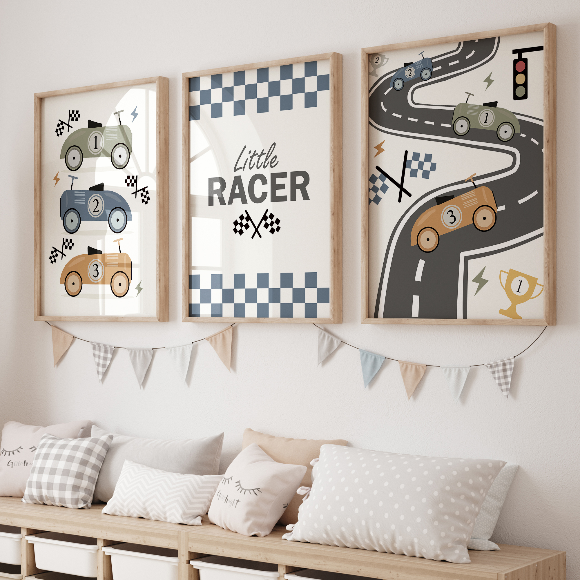 Home Improvement Kids - 3pcs Minimalist,Cartoon Car Racing Track Theme