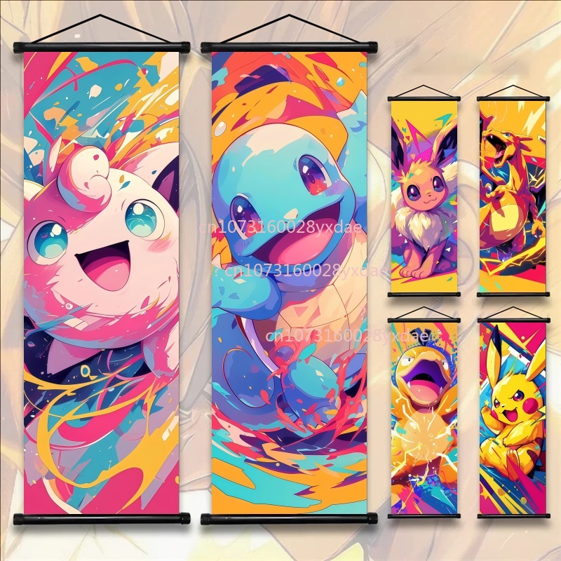 Home Improvement Kids - Anime Pokemon Scroll Painting Bulbasaur Charmander