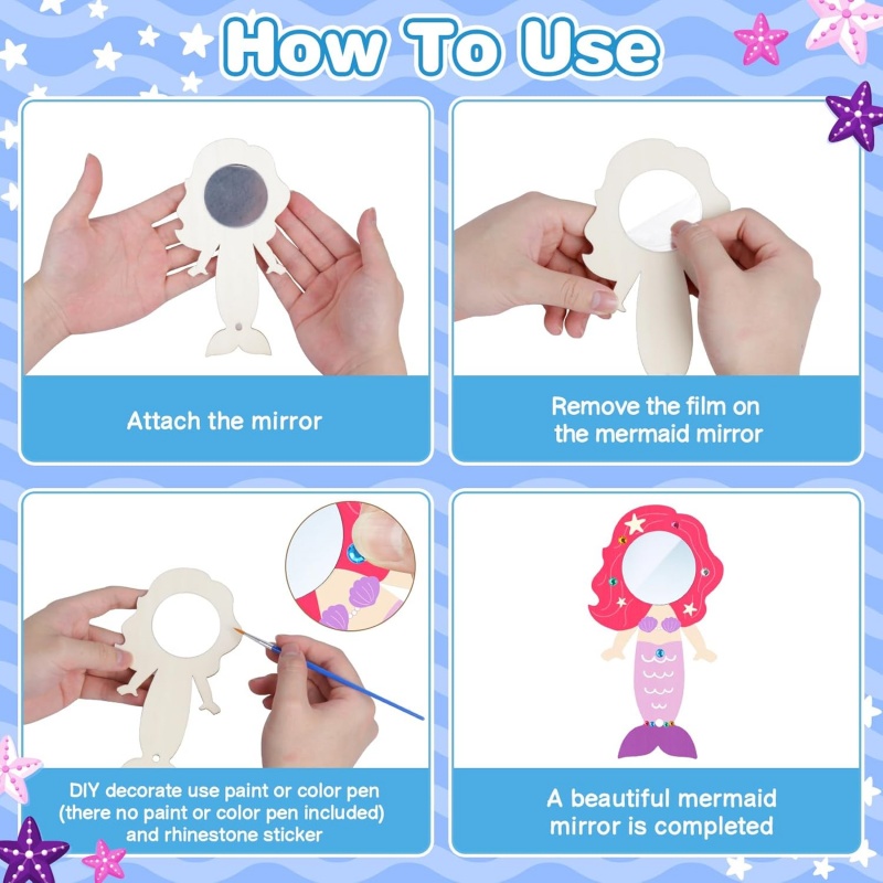 12PCS Mermaid Wooden Mirror Ha – Home Improvement Kids recenzja i cena